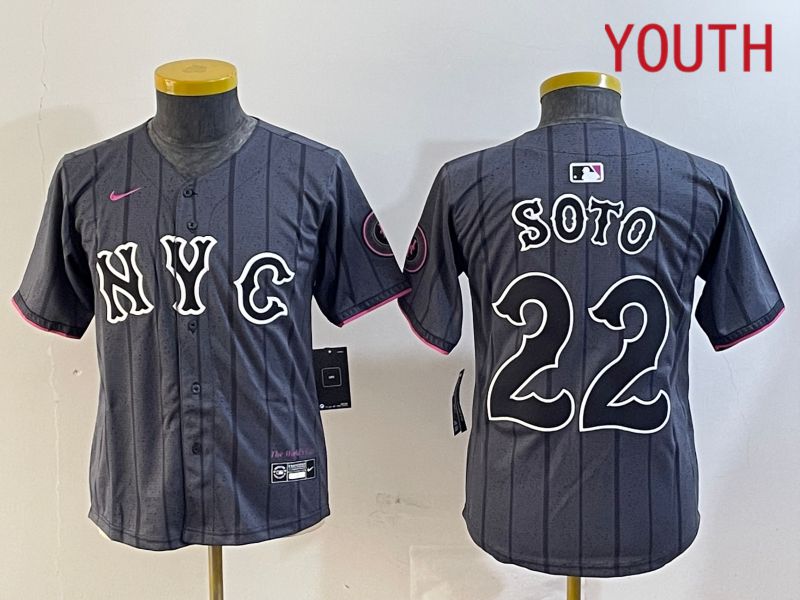 Youth New York Mets #22 Soto Black City Edition 2024 Nike MLB Jersey style 1